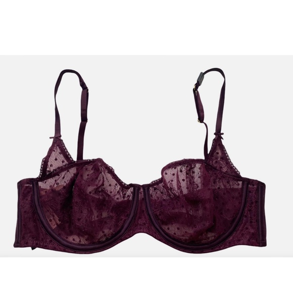 Victorias Secret Dream Angels Violet Flocked Dot Unlined Balconette Bra 36D - Picture 1 of 2